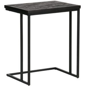 Hoorns Černý dřevěný odkládací stolek Sharky 45x35 cm  - Výška55 cm- Šířka 45 cm