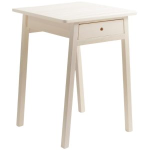 Bílý jasanový zahradní stolek Poom Pinko 56 x 56 cm se zásuvkou  - Šířka56 cm- Hloubka 56 cm