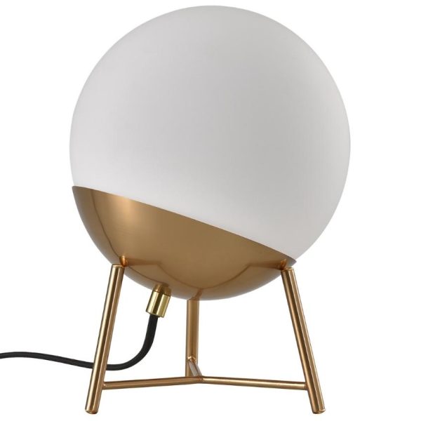 Nordic Living Bílo zlatá skleněná stolní lampa Tabea  - Výška26 cm- Světelný zdroj 1x E27 40W