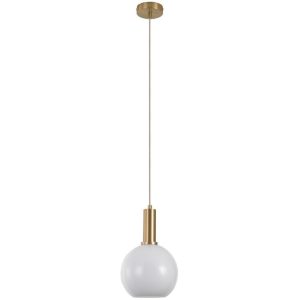 Nordic Living Bílo zlatá skleněná závěsná lampa Tabea 20 cm  - Výška stínidla31 cm- Průměr stínidla 20 cm