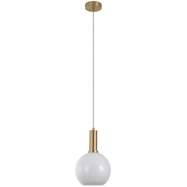 Nordic Living Bílo zlatá skleněná závěsná lampa Tabea 20 cm  - Výška stínidla31 cm- Průměr stínidla 20 cm