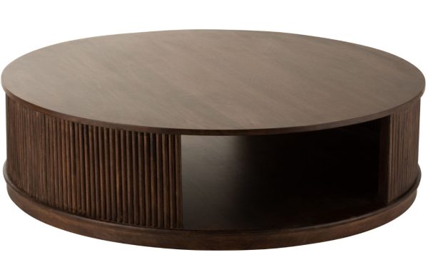 Hnědý masivní mangový konferenční stolek J-line Trana 120 cm  - Výška36 cm- Průměr 120 cm
