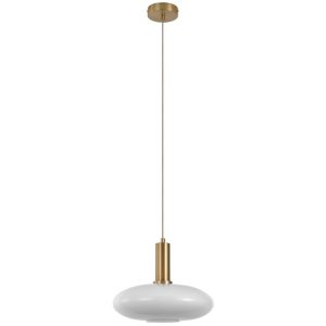 Nordic Living Bílo zlatá skleněná závěsná lampa Tabea 28 cm  - Výška stínidla20 cm- Průměr stínidla 28 cm