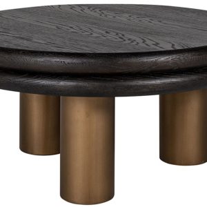 Černý dubový konferenční stolek Richmond Macaron 80 cm  - Výška40 cm- Průměr 80 cm