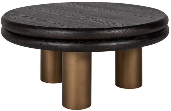 Černý dubový konferenční stolek Richmond Macaron 80 cm  - Výška40 cm- Průměr 80 cm