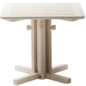 Bílý jasanový nastavitelný zahradní stolek Poom Tetra 55 x 55 cm  - Šířka55 cm- Hloubka 55 cm