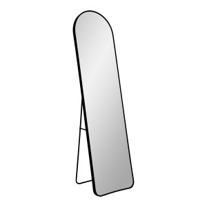 Nordic Living Černé kovové stojací zrcadlo Zahrah 150 cm  - Výška150 cm- Šířka 40 cm