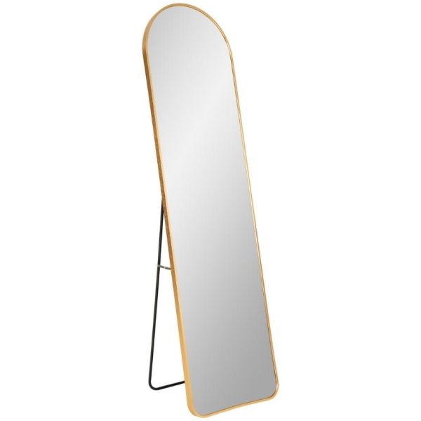 Nordic Living Zlaté kovové stojací zrcadlo Zahrah 150 cm  - Výška150 cm- Šířka 40 cm