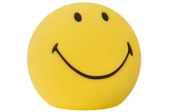Žlutá plastová LED lampa Mr. Maria Smiley 11 cm  - Výška11 cm- Průměr 12 cm