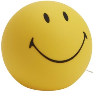 Žlutá plastová LED lampa Mr. Maria Smiley 23 cm  - Výška23 cm- Průměr 15 cm