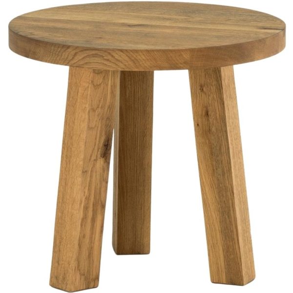 Masivní dubový kulatý odkládací stolek Cioata Cult 50 cm  - Výška46 cm- Průměr 50 cm