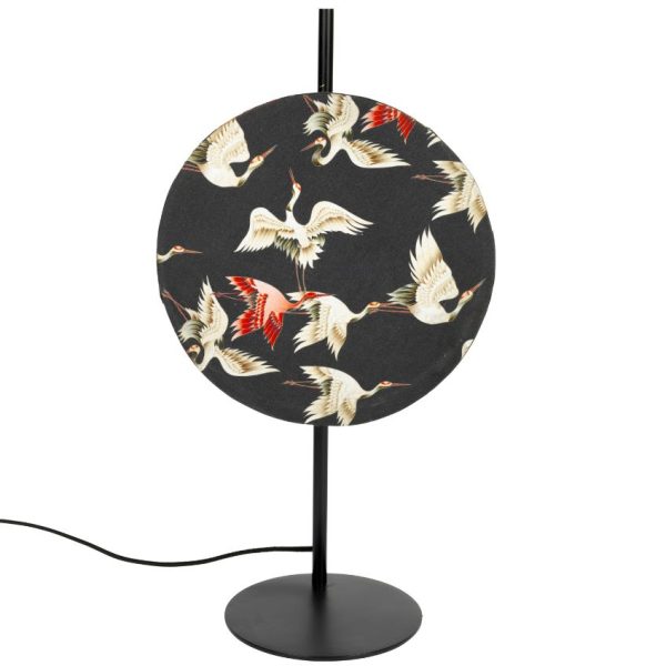 White Label Černá bavlněná stolní lampa WLL JAYLEE s potiskem  - Výška61 cm- Šířka 30 cm
