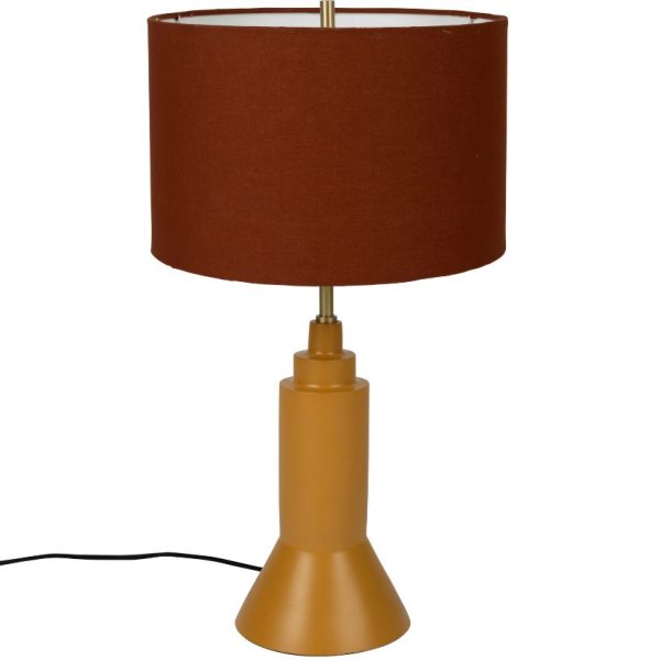 White Label Červená látková stolní lampa WLL KAJA  - Výška57 cm- Průměr 31 cm