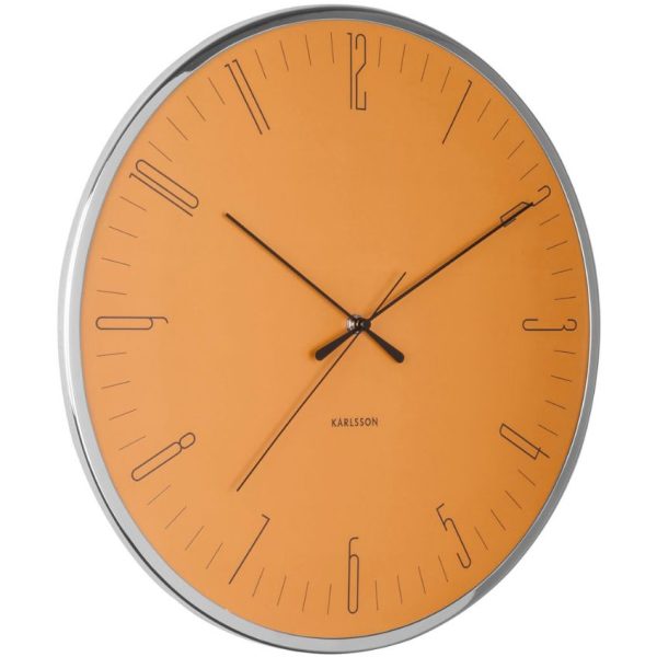 Time for home Oranžové kulaté nástěnné hodiny Odonata 40 cm  - Průměr40 cm- Hloubka 4 cm
