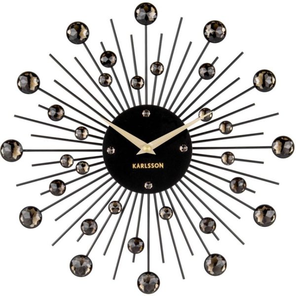 Time for home Černé kulaté nástěnné hodiny Nessi 30 cm  - Průměr30 cm- Hloubka 4 cm