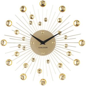 Time for home Zlaté kulaté nástěnné hodiny Nessi 30 cm  - Průměr30 cm- Hloubka 4 cm
