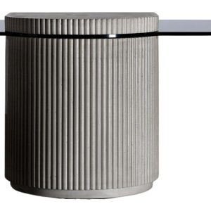 Šedý betonový konferenční stolek Lyon Béton Strut 80 x 85 cm se skleněnou deskou  - Šířka85 cm- Hloubka 80 cm