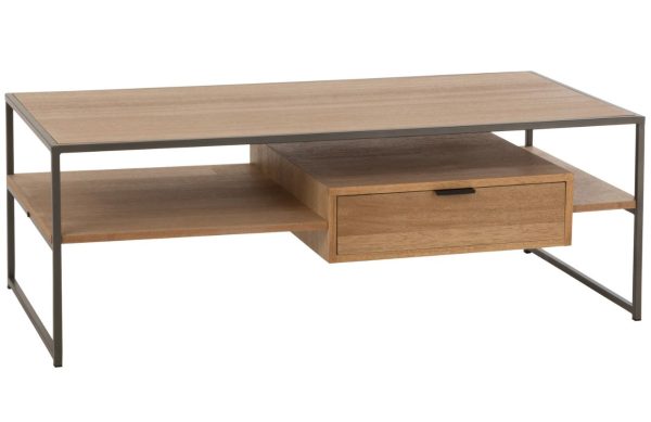 Hnědý dřevěný konferenční stolek J-line Differa 120 x 60 cm  - Výška42