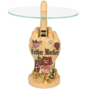 Skleněný odkládací stolek Bold Monkey Fother Mucker Love 40 cm  - Výška50 cm- Průměr 40 cm