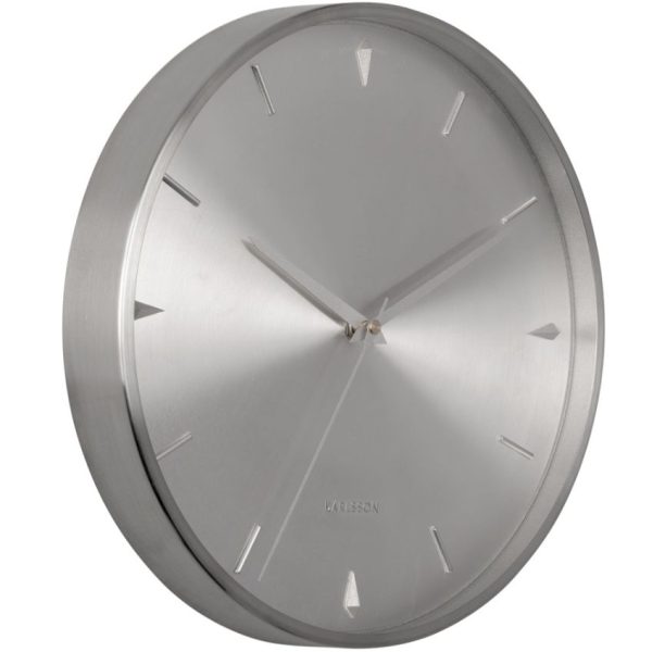 Time for home Stříbrné kovové nástěnné hodiny Liopé 30 cm  - Průměr30 cm- Hloubka 4