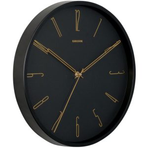 Time for home Černé kovové nástěnné hodiny Saeli 35 cm  - Průměr35 cm- Hloubka 4 cm