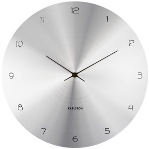 Time for home Stříbrné kovové nástěnné hodiny Tefiti 40 cm  - Průměr40 cm- Hloubka 4