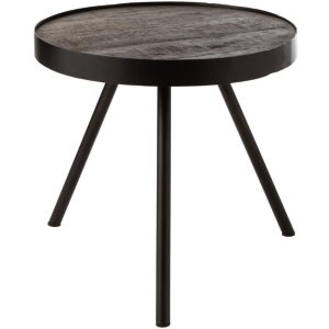 Tmavě hnědý mangový konferenční stolek J-Line Keir 45 cm  - výška43 cm- průměr 45 cm