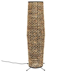 Černá kovová stojací lampa DUTCHBONE Hyacint 93 cm s výpletem  - Výška93 cm- Průměr 36