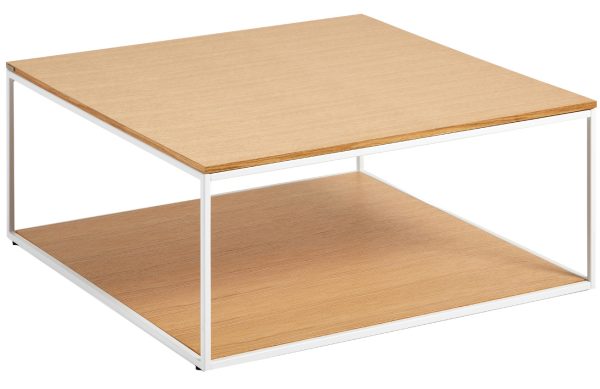 Dubový konferenční stolek Kave Home Yoana 80 x 80 cm s bílou podnoží  - Výška35 cm- Šířka 80 cm