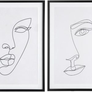 Set dvou bílých obrazů J-Line Maka 90 x 60 cm  - výška90 cm- šířka 60 cm