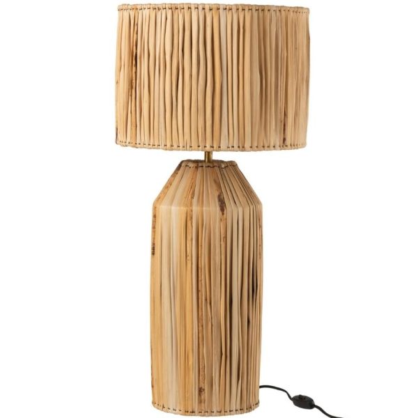 Bambusová stolní lampa J-Line Labana 87 cm  - výška87 cm- průměr stínidla 35 cm