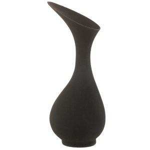 Černá hliníková váza J-Line Rutie 60 cm  - výška60 cm- průměr vázy 26 cm