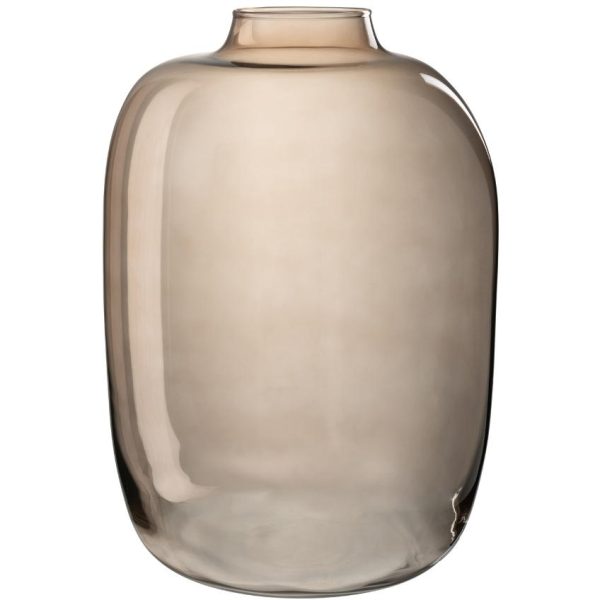 Světle hnědá skleněná váza J-Line Nogun 45 cm  - výška45 cm- průměr vázy 30 cm