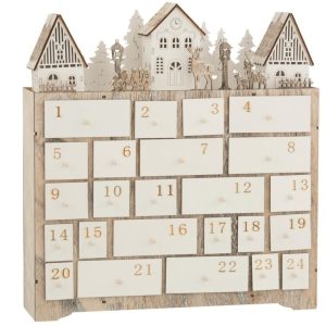 Dřevěný vánoční adventní kalendář J-line Kaila  - výška40 cm- šířka 36 cm