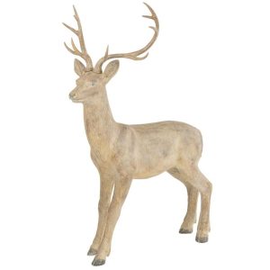 Hnědá vánoční dekorativní socha jelena J-Line Irmis 122 cm  - výška122 cm- šířka 88 cm