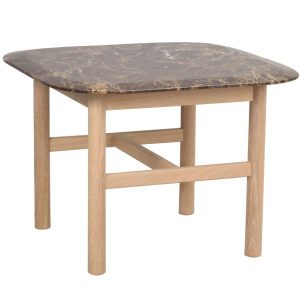 Hnědý mramorový konferenční stolek ROWICO HAMMOND 62 x 62 cm  - Výška45 cm- Šířka 62 cm