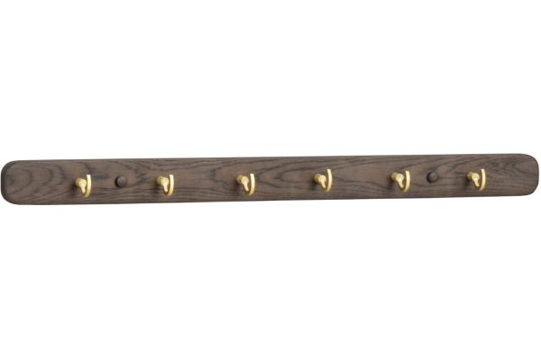 Hnědý dubový nástěnný věšák ROWICO INVERNESS 65 cm  - BarvaHnědá- Materiál Dřevo masiv