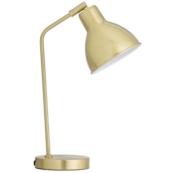 Mosazná kovová stolní lampa Bloomingville Catya  - výška29 cm- průměr stínidla 14 cm