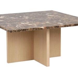 Hnědý mramorový konferenční stolek ROWICO BROOKSVILLE 90 x 90 cm  - Výška42 cm- Šířka 90 cm