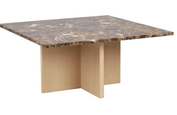 Hnědý mramorový konferenční stolek ROWICO BROOKSVILLE 90 x 90 cm  - Výška42 cm- Šířka 90 cm