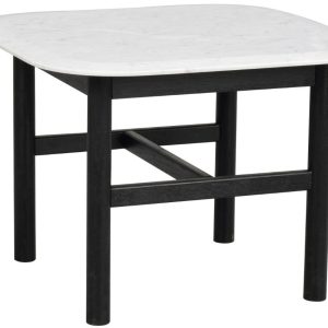 Bílý mramorový konferenční stolek ROWICO HAMMOND 62 x 62 cm s černou podnoží  - Výška45 cm- Šířka 62 cm