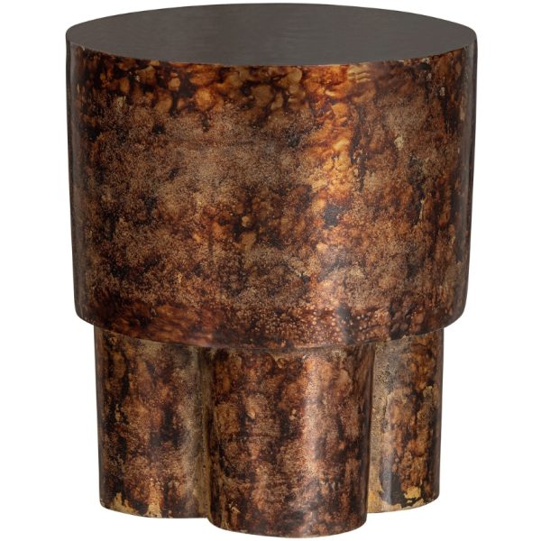Hoorns Hnědý kovový odkládací stolek Arion 36 cm  - výška42 cm- průměr 36 cm