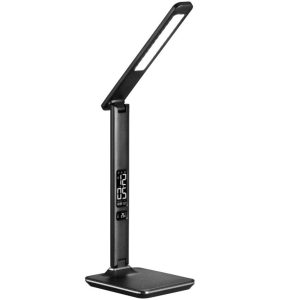 Černá kovová stolní lampa Halo Design Office Watch & Light  - Výška36 cm- Průměr 18