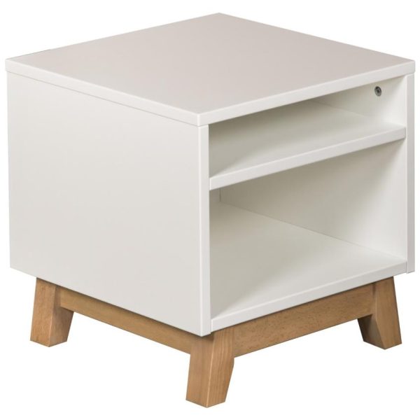 Bílý lakovaný noční stolek Quax Trendy 42 x 42 cm  - Šířka42 cm- Hloubka 42 cm