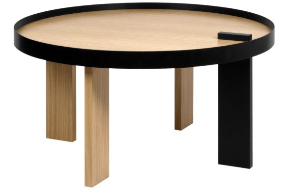 Černý dubový konferenční stolek TEMAHOME Bruno 80 cm  - Výška42 cm- Průměr 80 cm