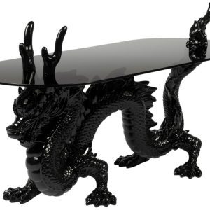 Černý skleněný konferenční stolek Bold Monkey Dragonized Bastard 100 x 45 cm  - Výška57 cm- Šířka 100 cm