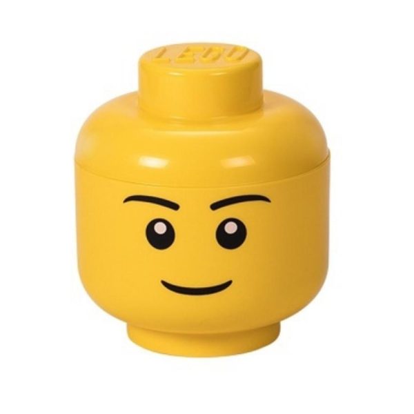 Žlutý úložný box ve tvaru hlavy LEGO® Boy 19 cm  - Výška19