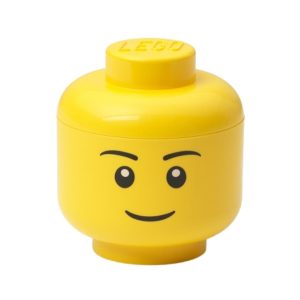 Žlutý úložný box ve tvaru hlavy LEGO® Boy mini 12 cm  - Výška12 cm- Průměr 10