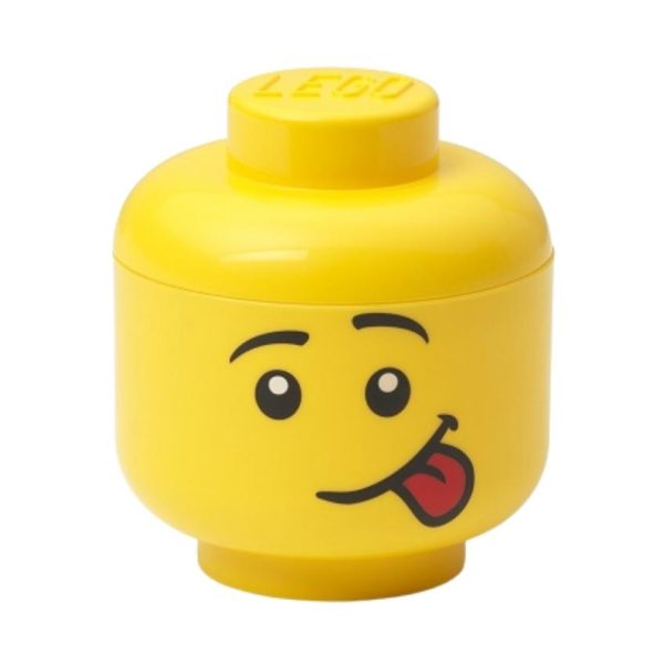 Žlutý úložný box ve tvaru hlavy LEGO® Silly mini 12 cm  - Výška12 cm- Průměr 10