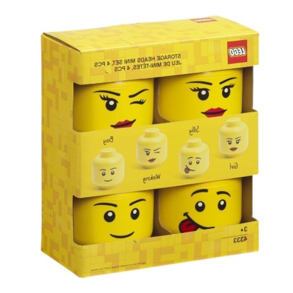 Set čtyř žlutých úložných boxů LEGO® mini  - Výška12 cm- Průměr 10